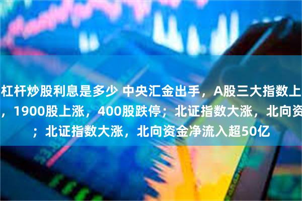 杠杆炒股利息是多少 中央汇金出手，A股三大指数上涨！3200股下跌，1900股上涨，400股跌停；北证指数大涨，北向资金净流入超50亿