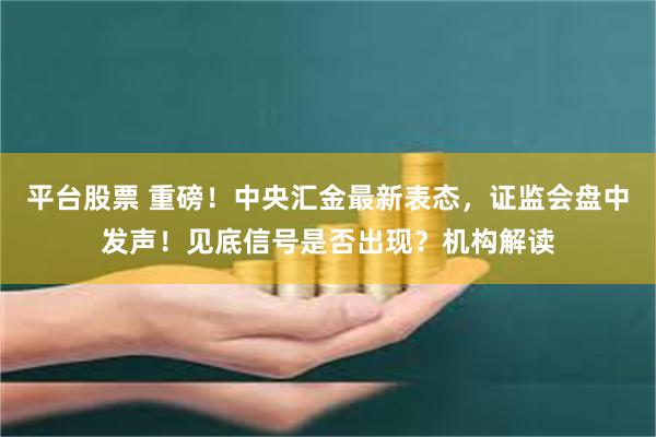 平台股票 重磅！中央汇金最新表态，证监会盘中发声！见底信号是否出现？机构解读